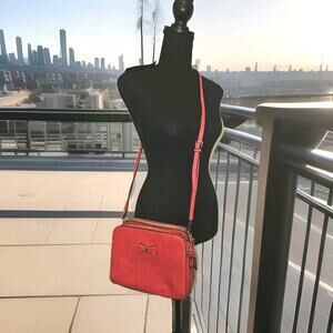 NWT! DIOPHY Red Crossbody Faux Leather Handbag With Bow 9x7.5x3
